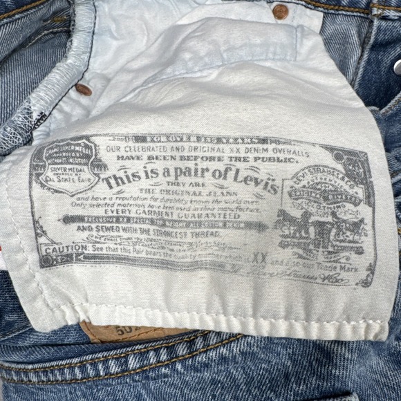 Vintage Levis 501 Jeans Mens 34x28 Blue Washout Work Pants Button Fly (Tag36x31) - Picture 11 of 13